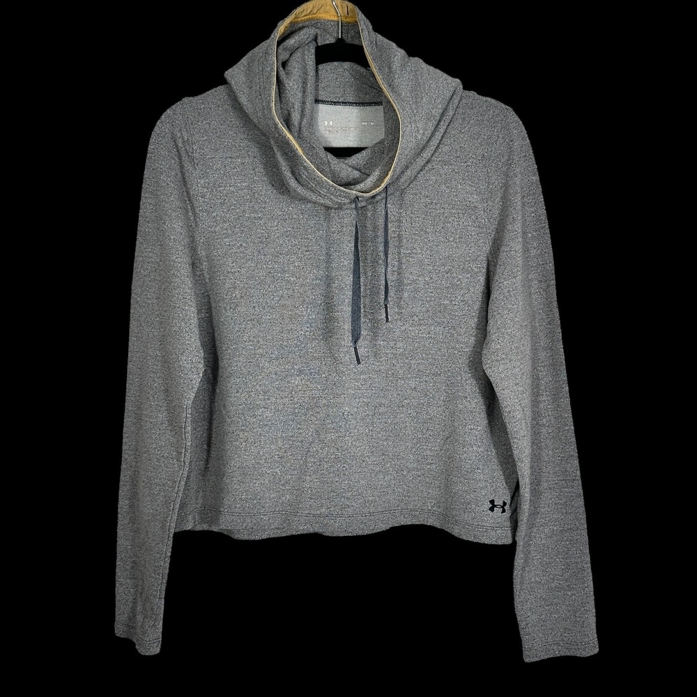 Under Armour Women's Gray Loose Fit Cowl Neck Cropped Sweatshirt Hoodie Medium